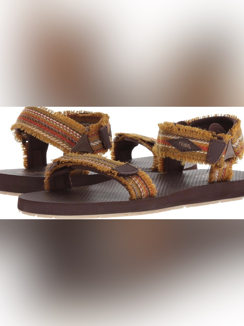 Flojos NWOT Unisex Pascule Sandal Mexican Blanket Brown with Mustard Accent